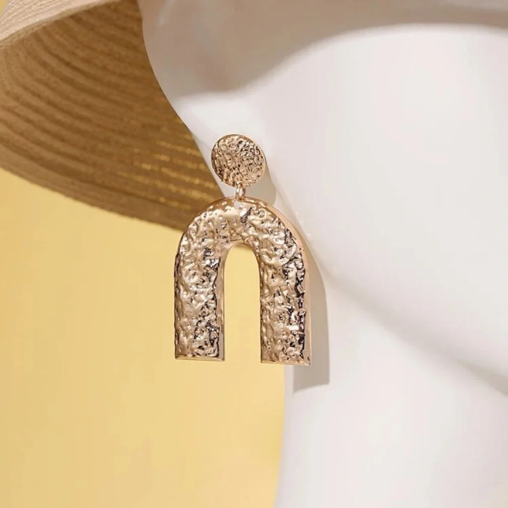 Gold Arch Geometric Drop Earrings